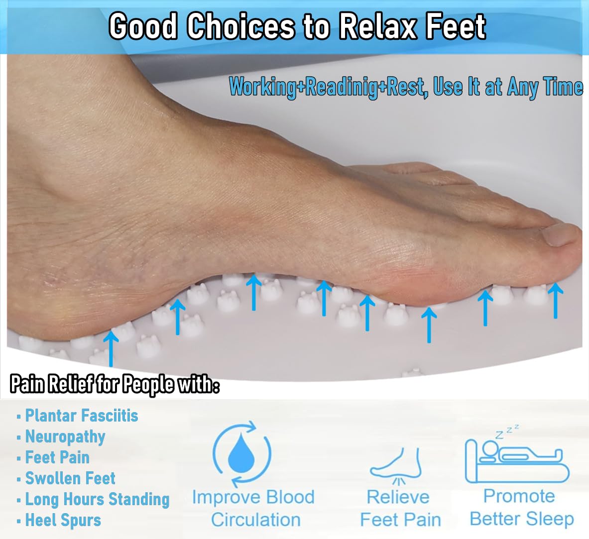 DoroSun size comparison with shoe displays fit for up to 9.5 inch feet benefit