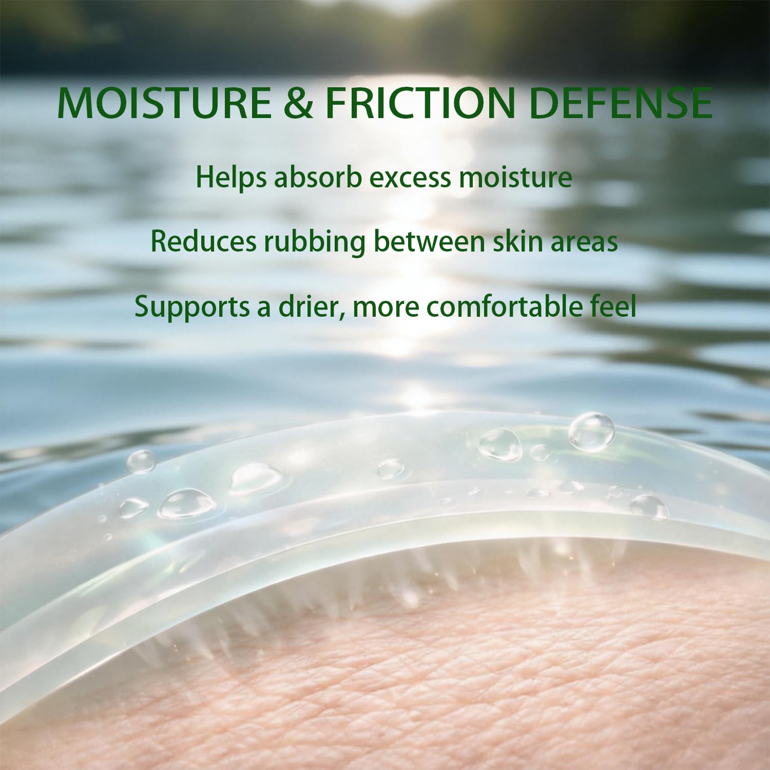 Dosoecse being applied under a breast to reduce rubbing and increase comfort