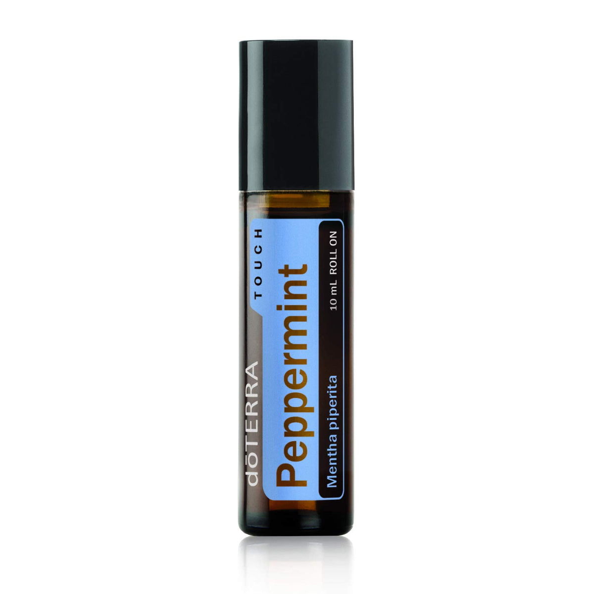 doTERRA Peppermint Touch 10 mL roll-on front view showing compact bottle and label for convenient refreshment