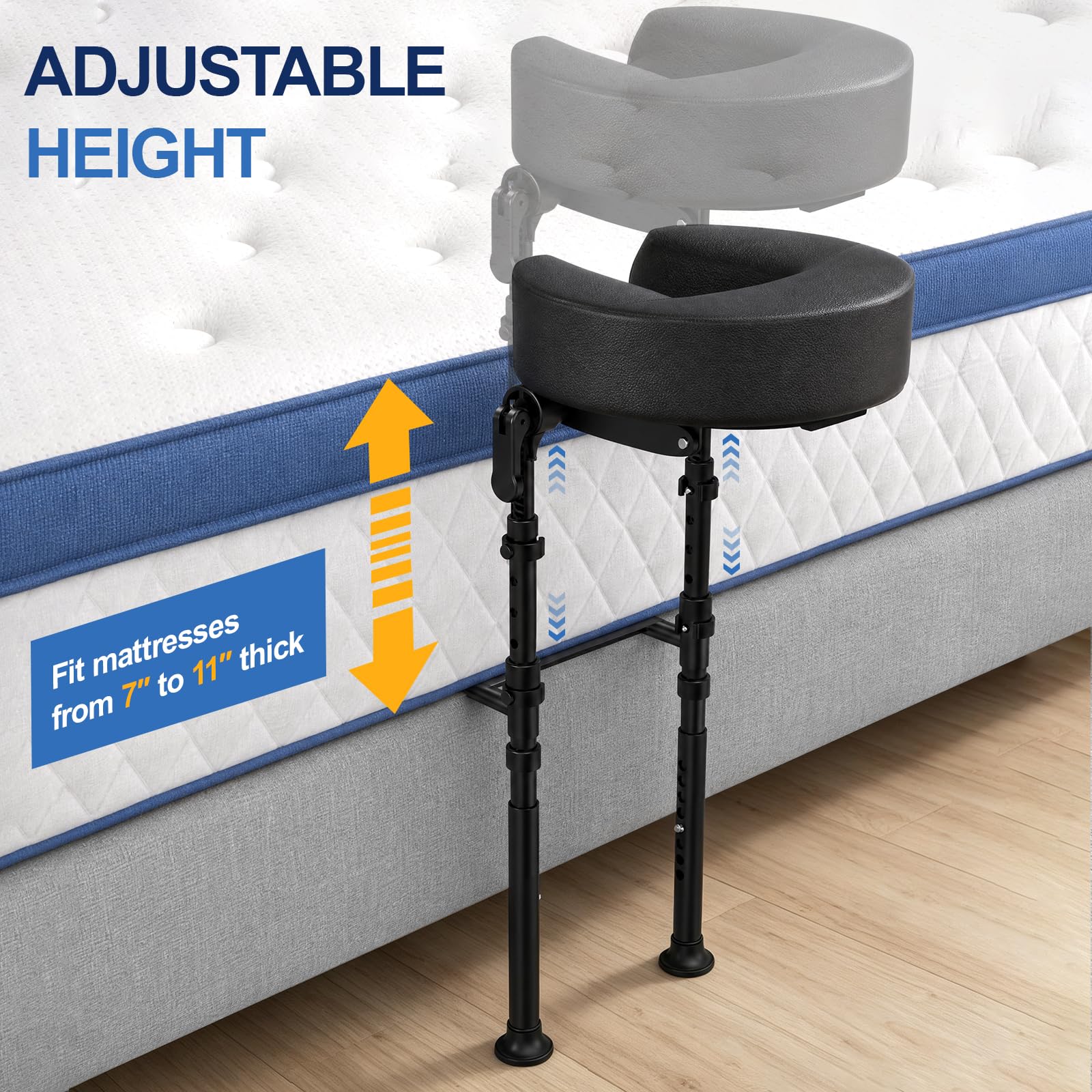 Dotday side view of frame slid under mattress illustrating secure fit
