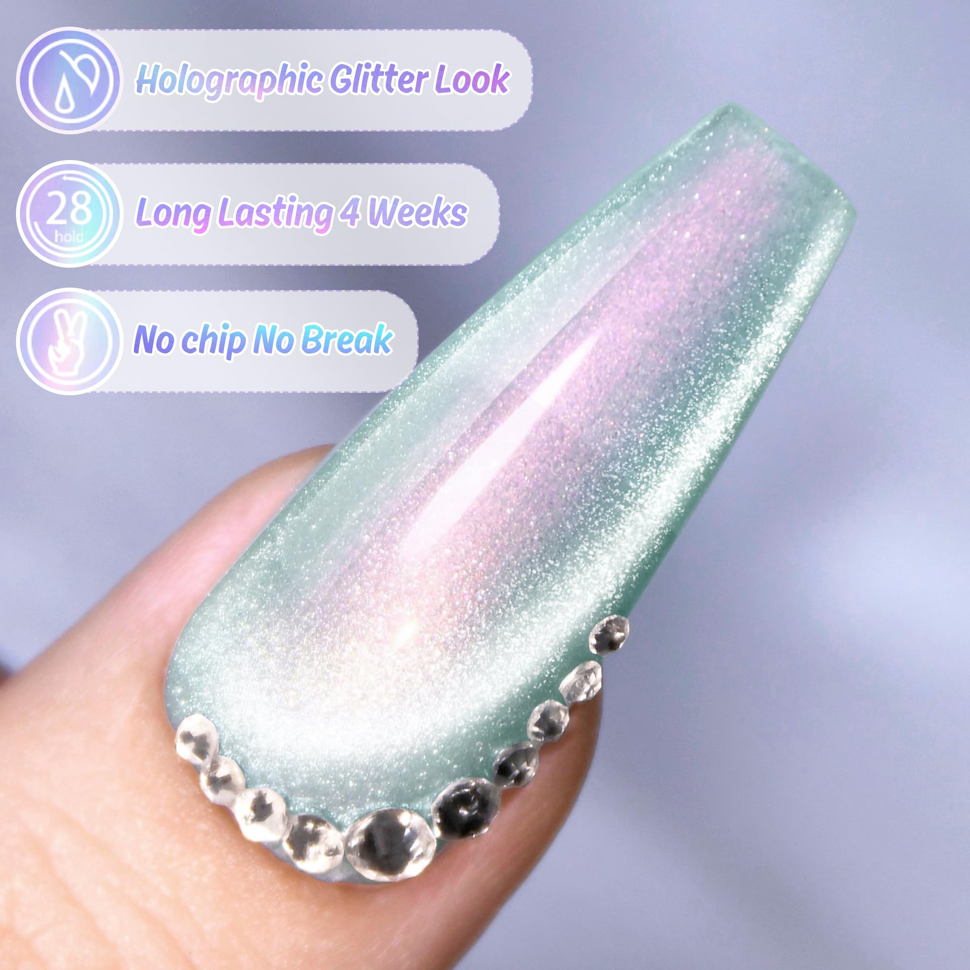 Double Rhythm application step in use with hand holding magnet to form the cat eye