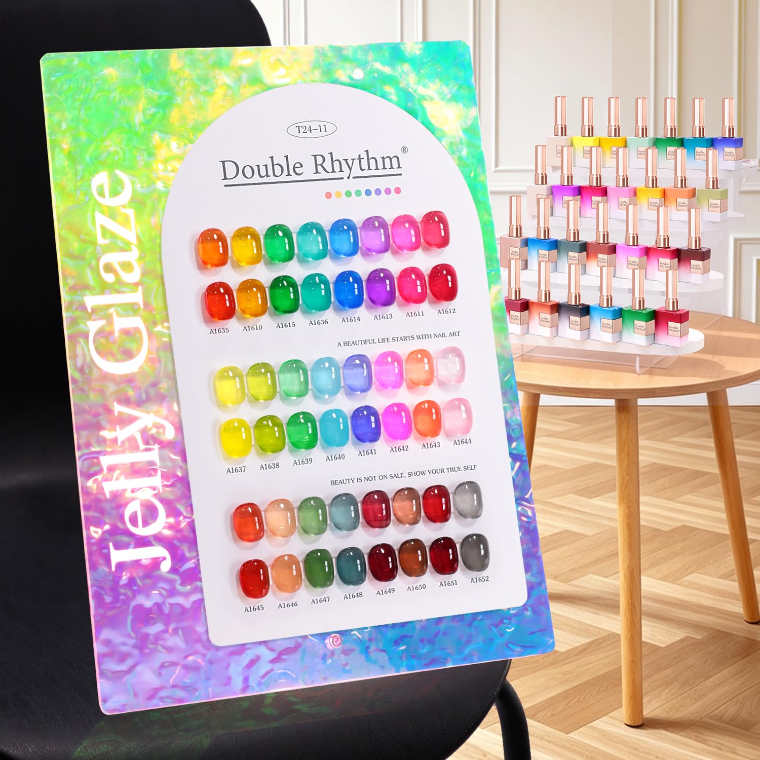 Double Rhythm front packaging showing neon jelly set for vibrant at-home manicures