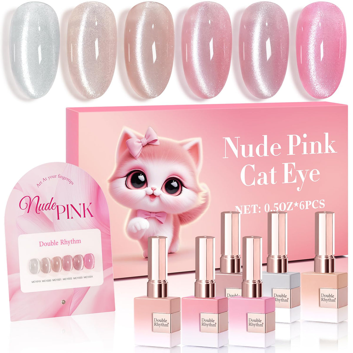 Double Rhythm front packaging showing six identical color bottles and kit benefits