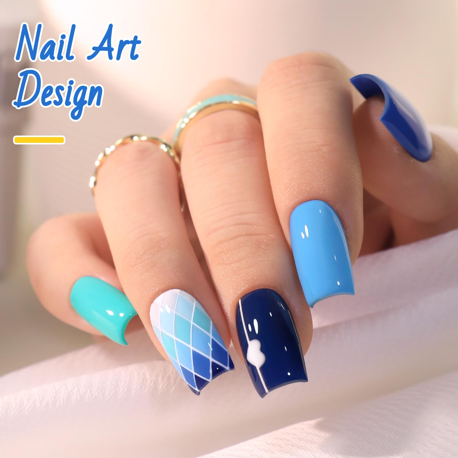 Double Rhythm glossy cured nails under LED lamp showing long-lasting shine