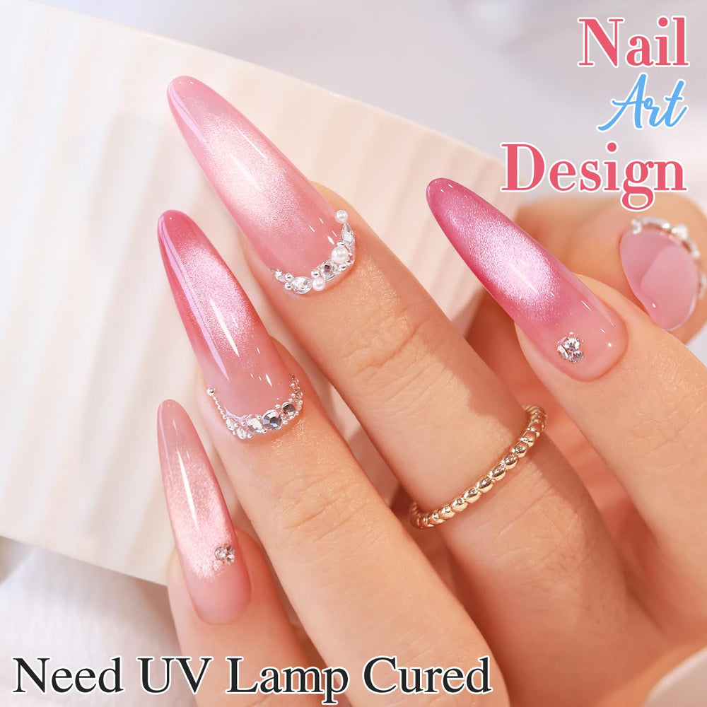 Double Rhythm finished manicure on model hands showcasing wearable nude-pink elegance