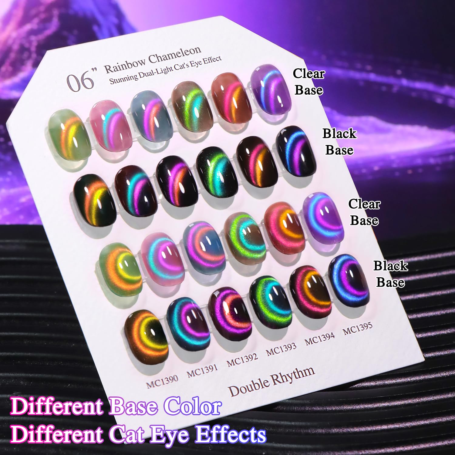 Double Rhythm magnet creating cat-eye line on nail demonstrating dramatic reflective effect
