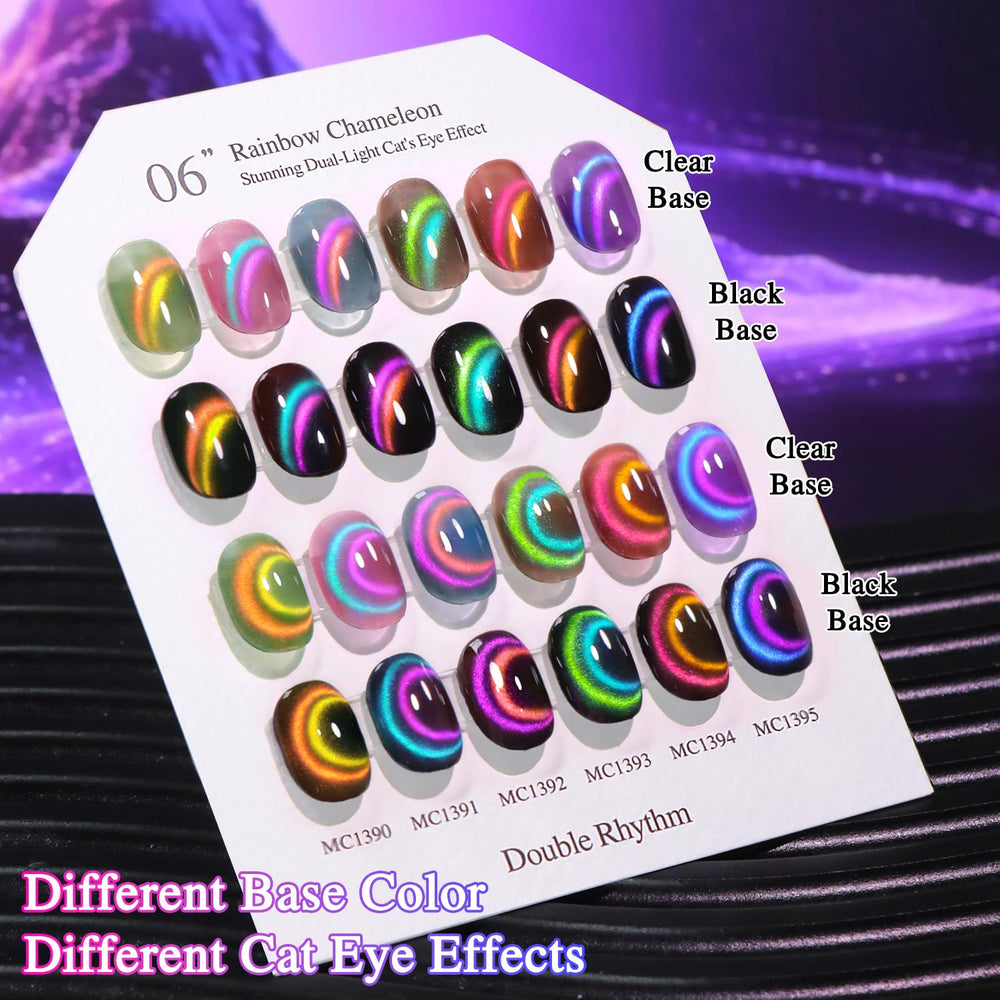 Double Rhythm magnet creating cat-eye line on nail demonstrating dramatic reflective effect