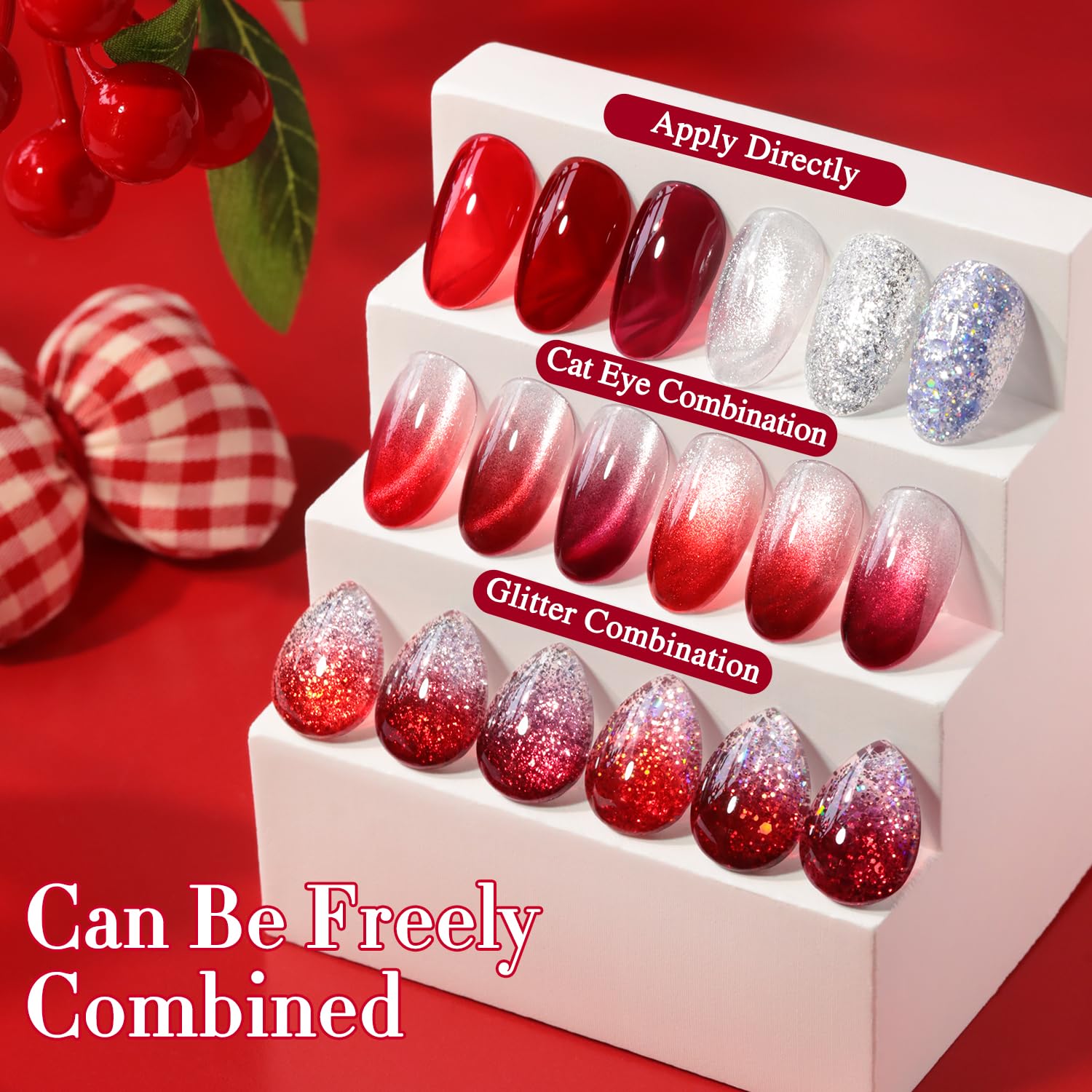 Double Rhythm swatch cards showing true jelly burgundy shades for reference