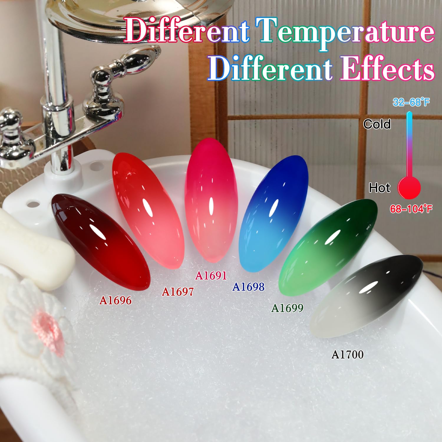 Double Rhythm temperature change demo showing color transition for eye-catching nails