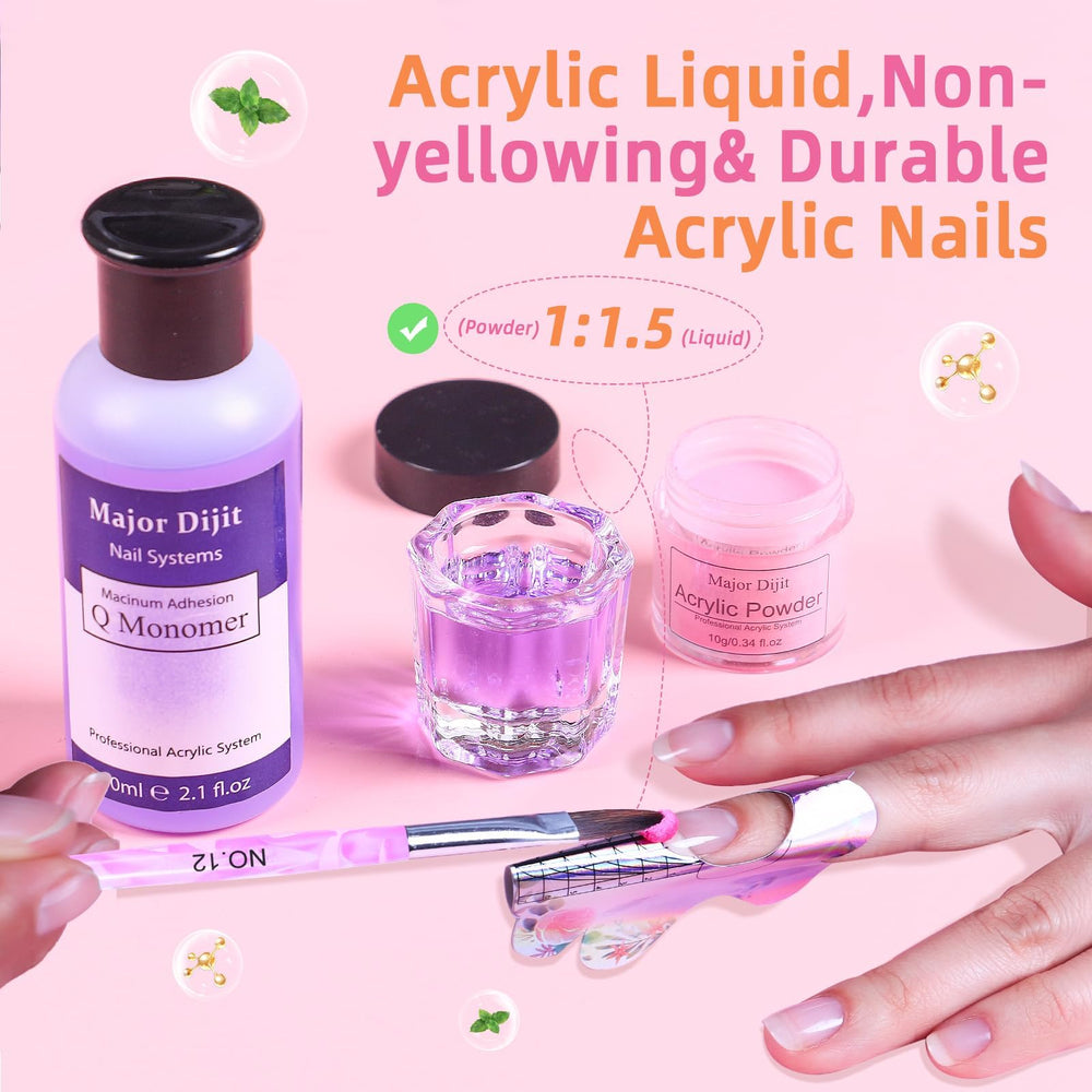 DouborQ twelve color acrylic powders array for versatile nail looks
