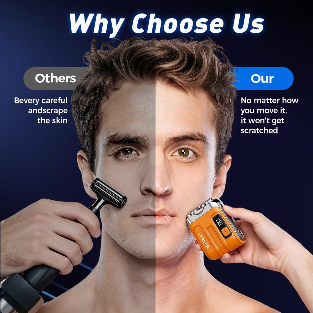 DOUNIU shaving a short beard demonstrating in-use grooming and quick touch-up capability
