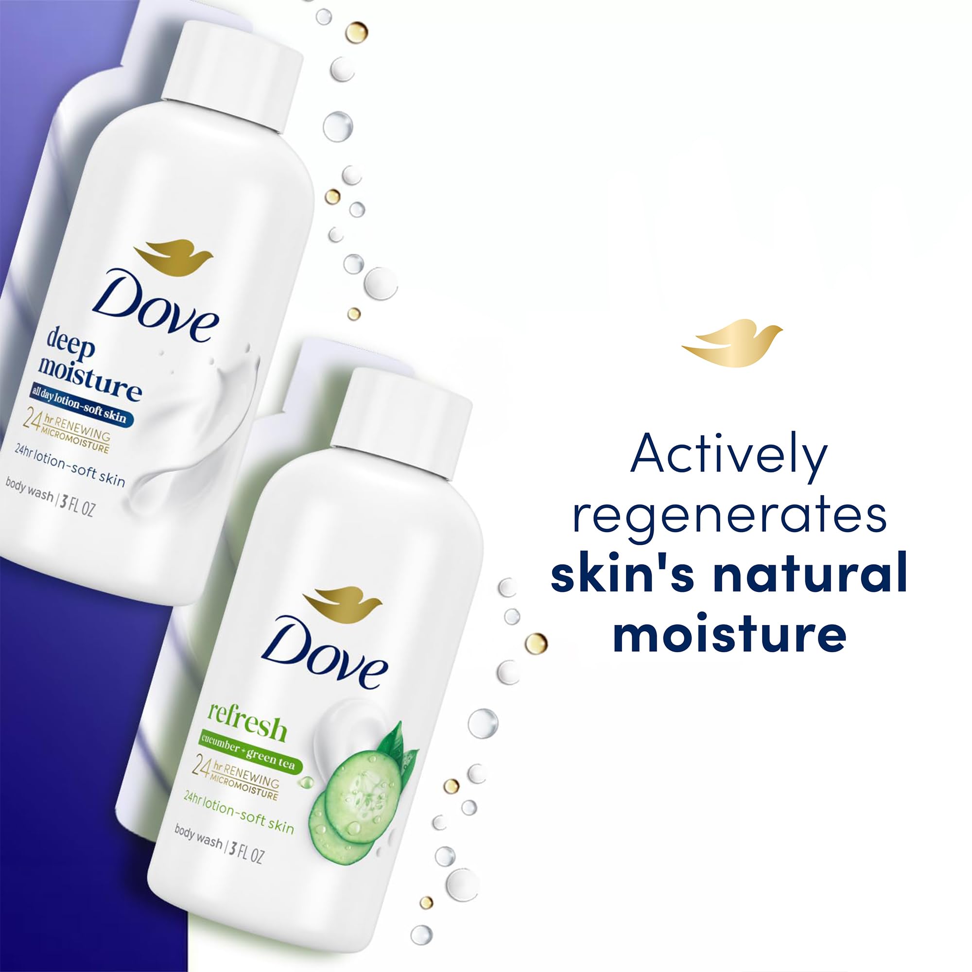 Dove 3 oz bottle cap and nozzle detail preventing leaks on trips