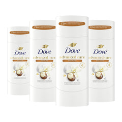 Dove front packaging showing shea butter scent and 72-hour protection benefit