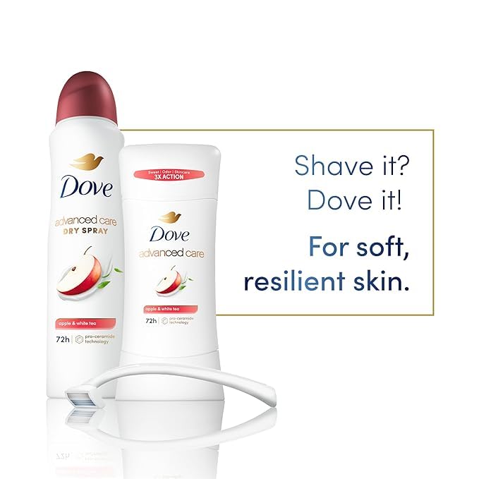 Dove deodorant being applied to underarm demonstrating quick dry comfort