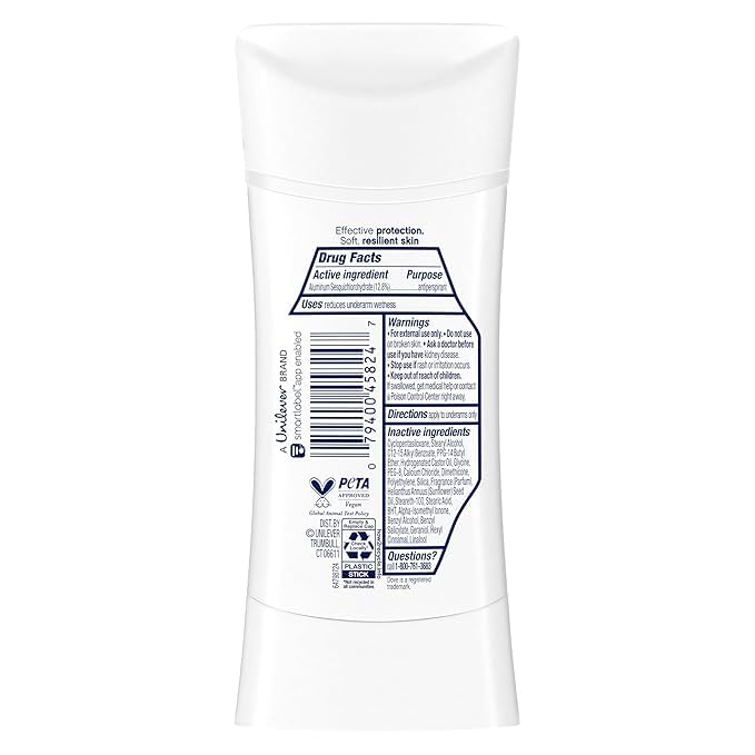 Dove stick close-up showing smooth texture and moisturizing cream benefit