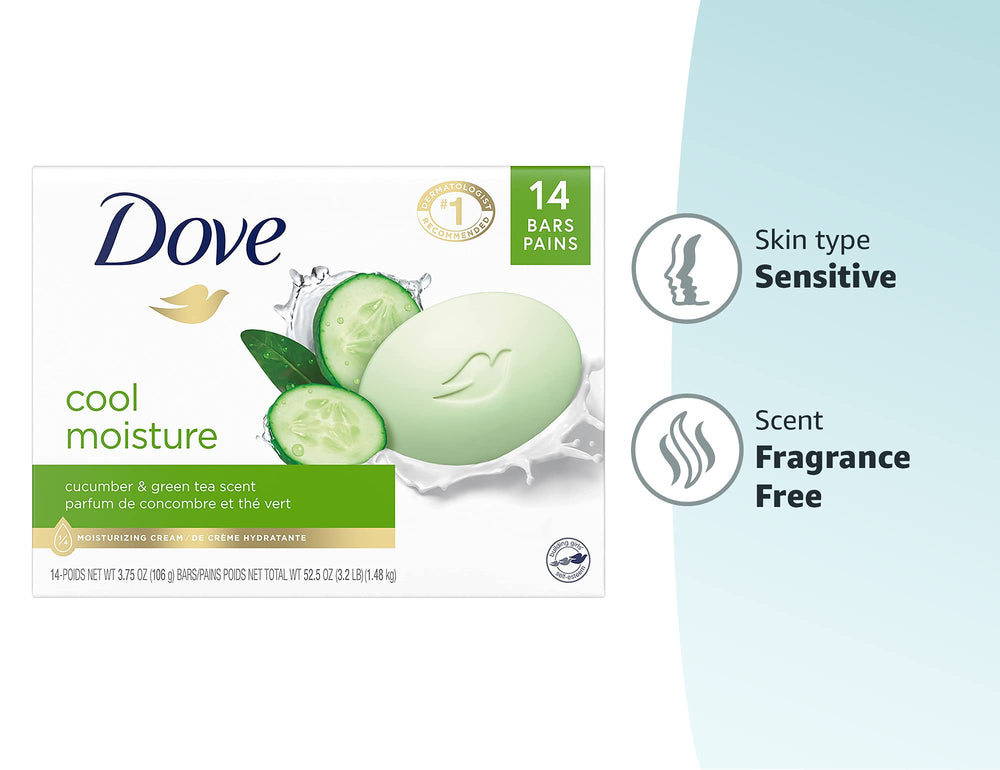 Dove bar used on face and hands showing multi-use mild cleansing benefit