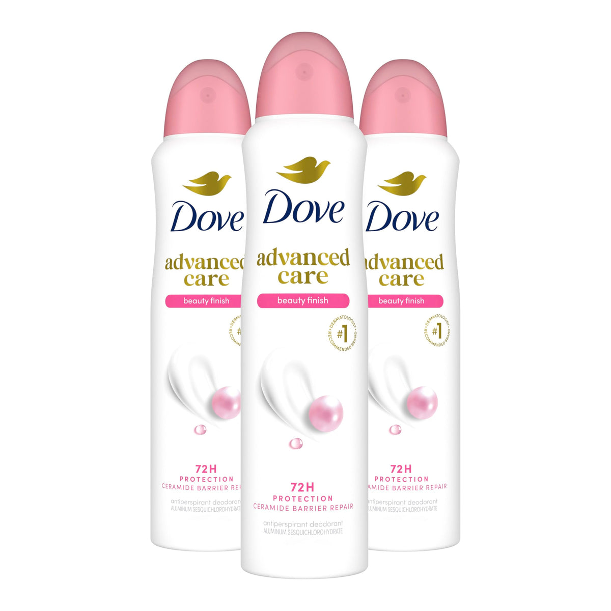 Dove spray bottle front packaging showing product and benefit of soft skin