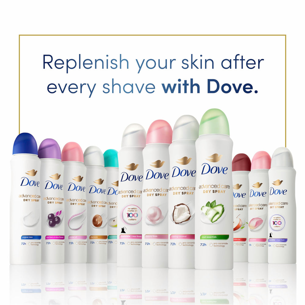 Dove can beside razor and aftershave showing post-shave soothing benefit