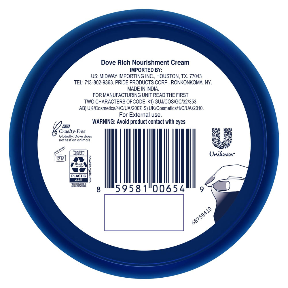 Close-up of Dove cream texture highlighting rich, fast-absorbing formula