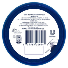 Close-up of Dove cream texture highlighting rich, fast-absorbing formula