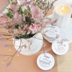 Dove travel jar inside a bag demonstrating on-the-go hydration benefit