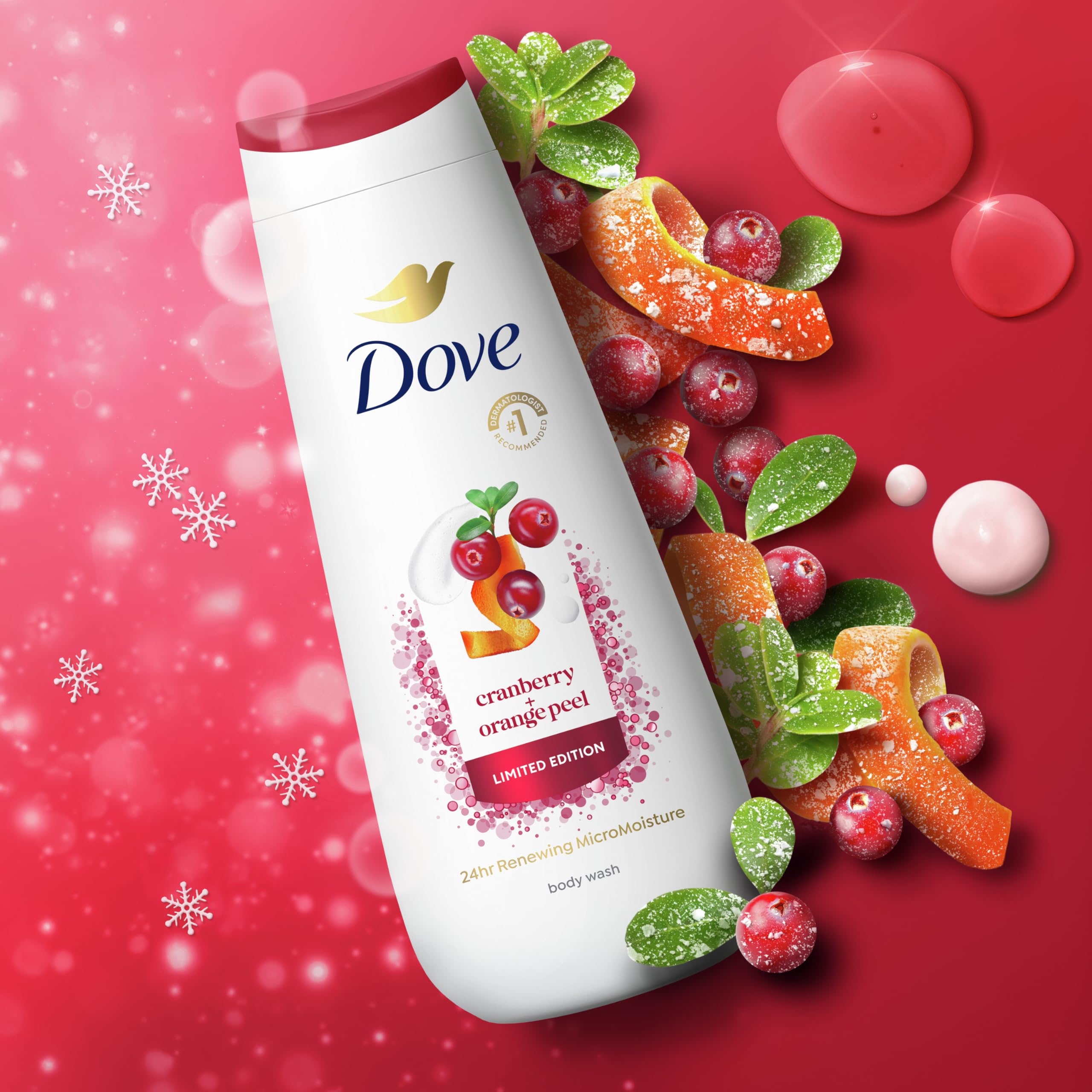 Dove body wash texture on skin closeup illustrating silky, moisturizing finish
