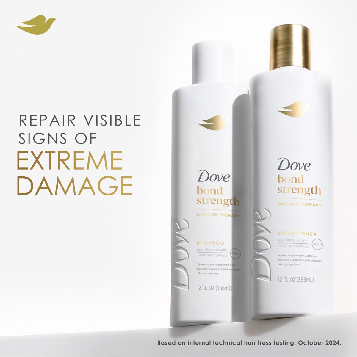 Dove Bond Shield Serum drop with coconut oil illustrating nourishing protection