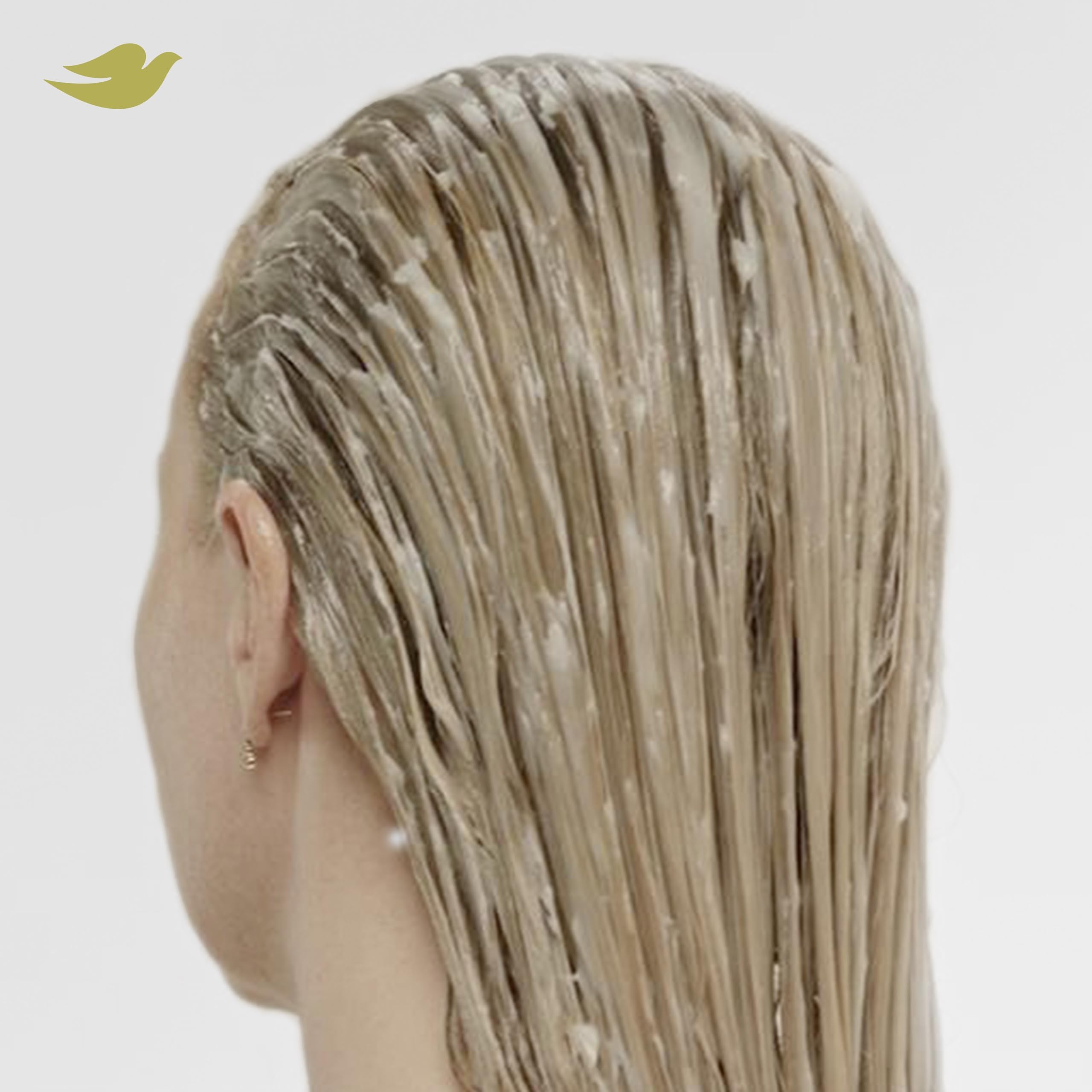 Dove serum applied to dry hair lengths improving shine and reducing frizz