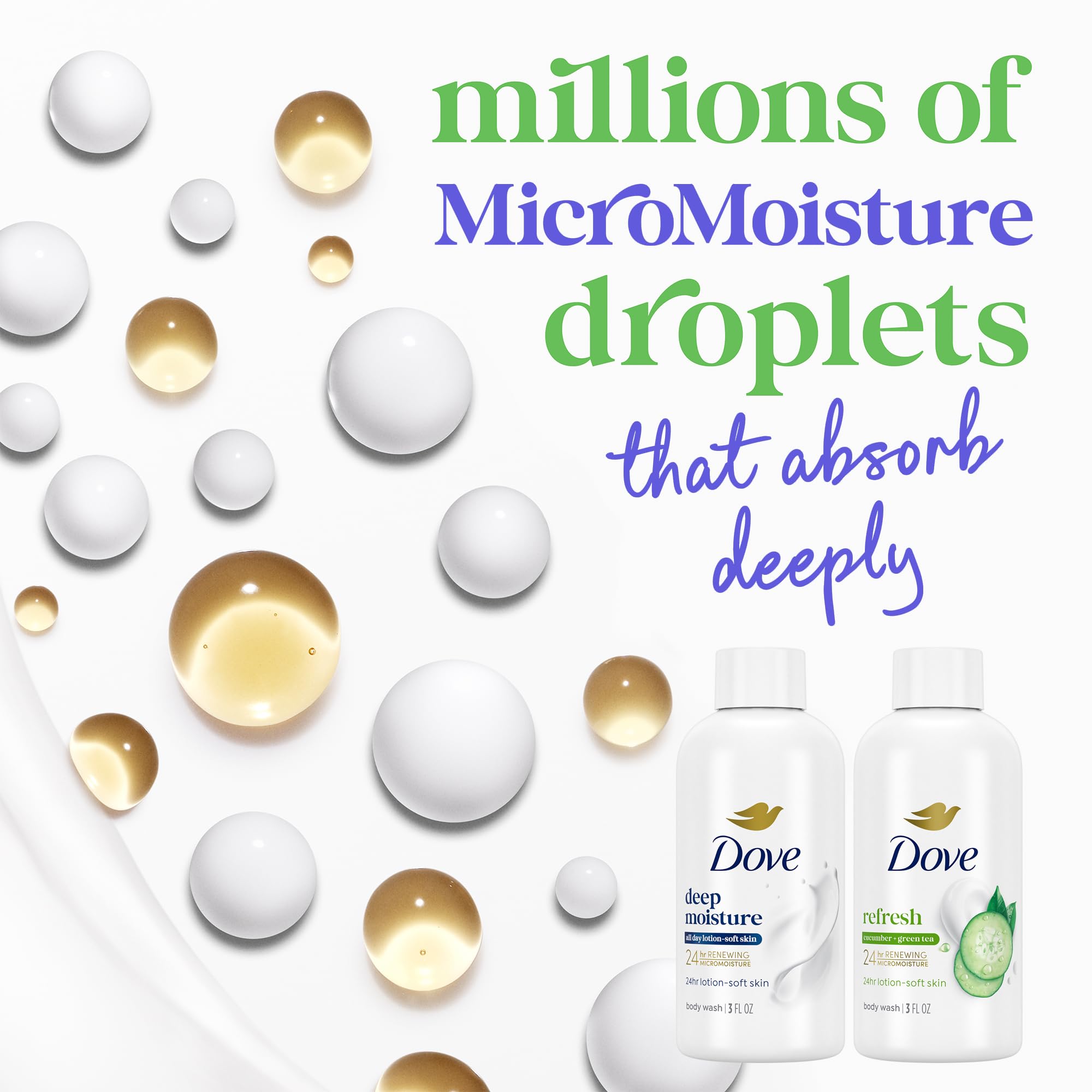 Dove bottles arranged on shower shelf for convenient daily use