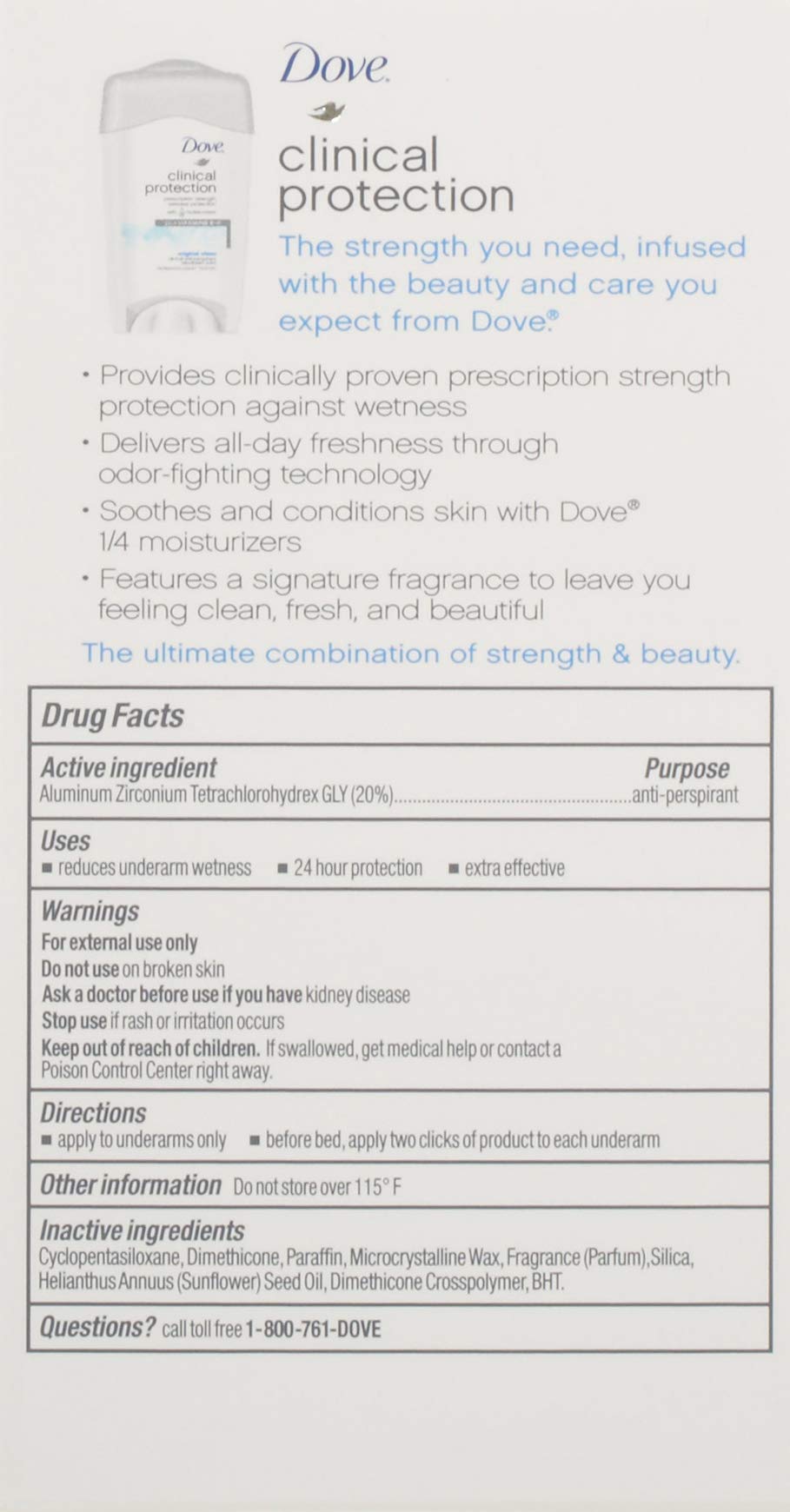 Hand applying Dove Clinical stick underarm demonstrating easy use and confident wetness control benefit