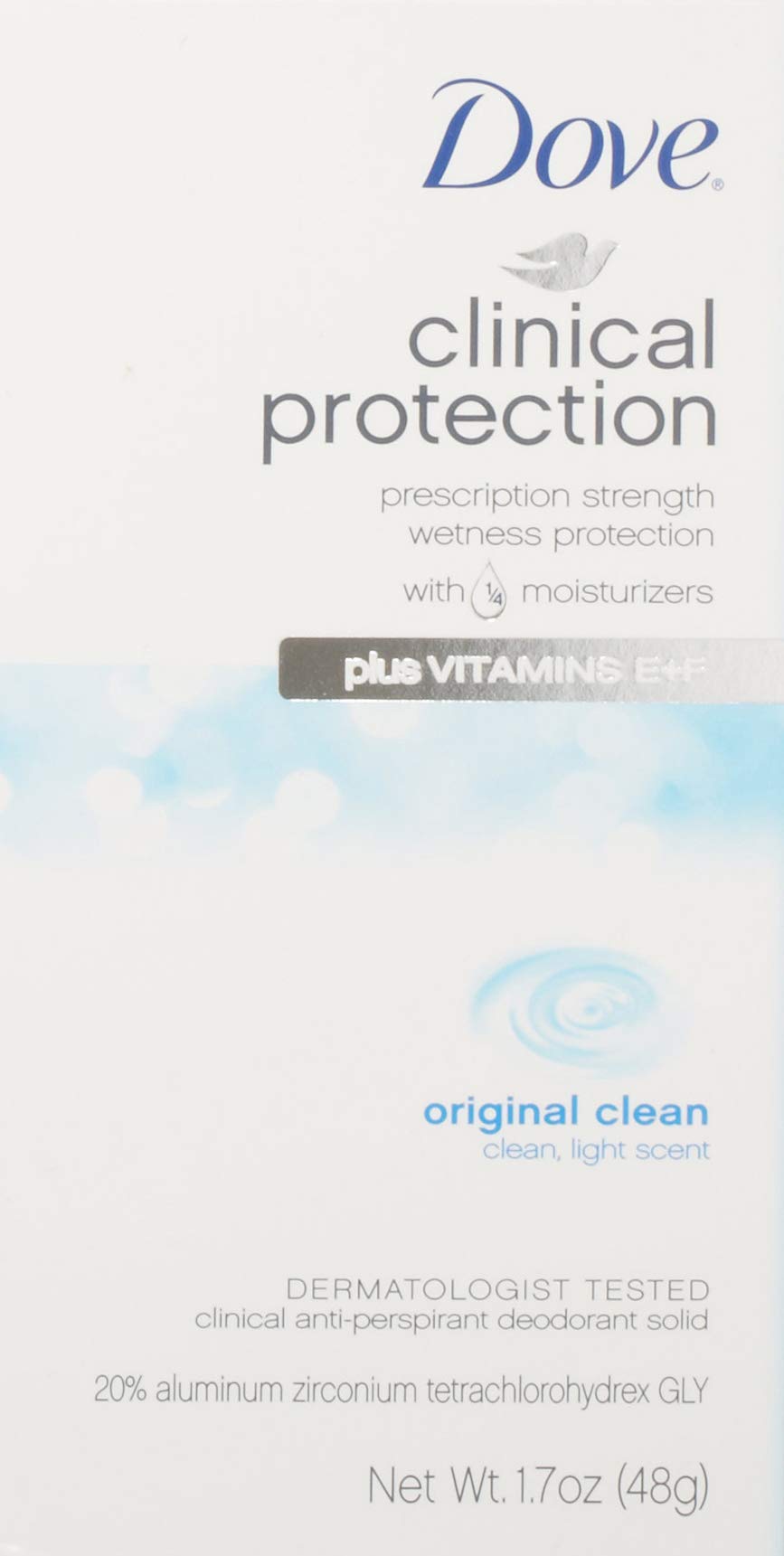 Close-up of Dove Clinical stick surface and texture highlighting moisturizers for gentler application