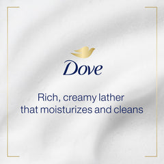 Close-up of Dove lather on hands showing creamy texture and moisturizing feel