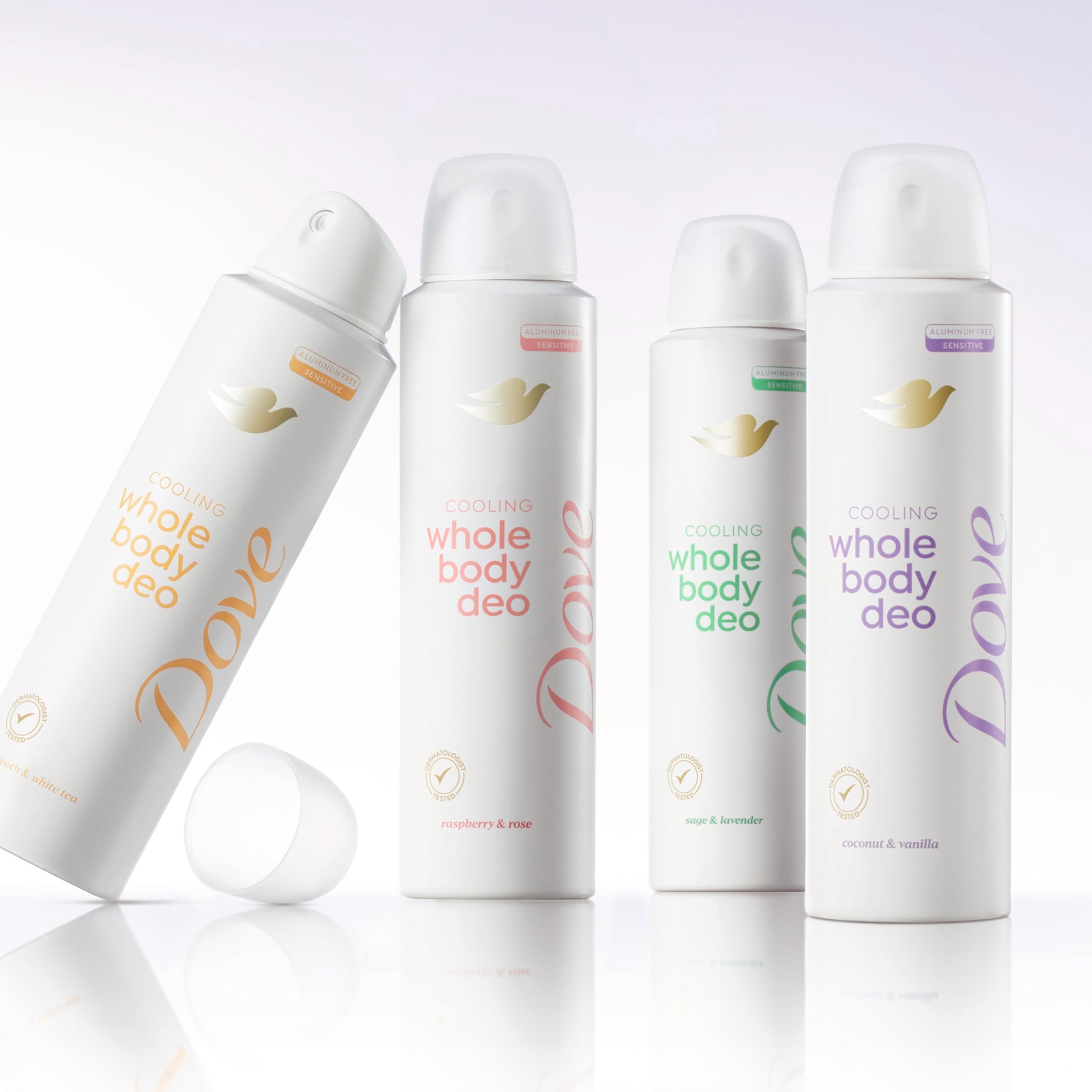 Dove coconut & vanilla spray nozzle close-up for easy application benefit