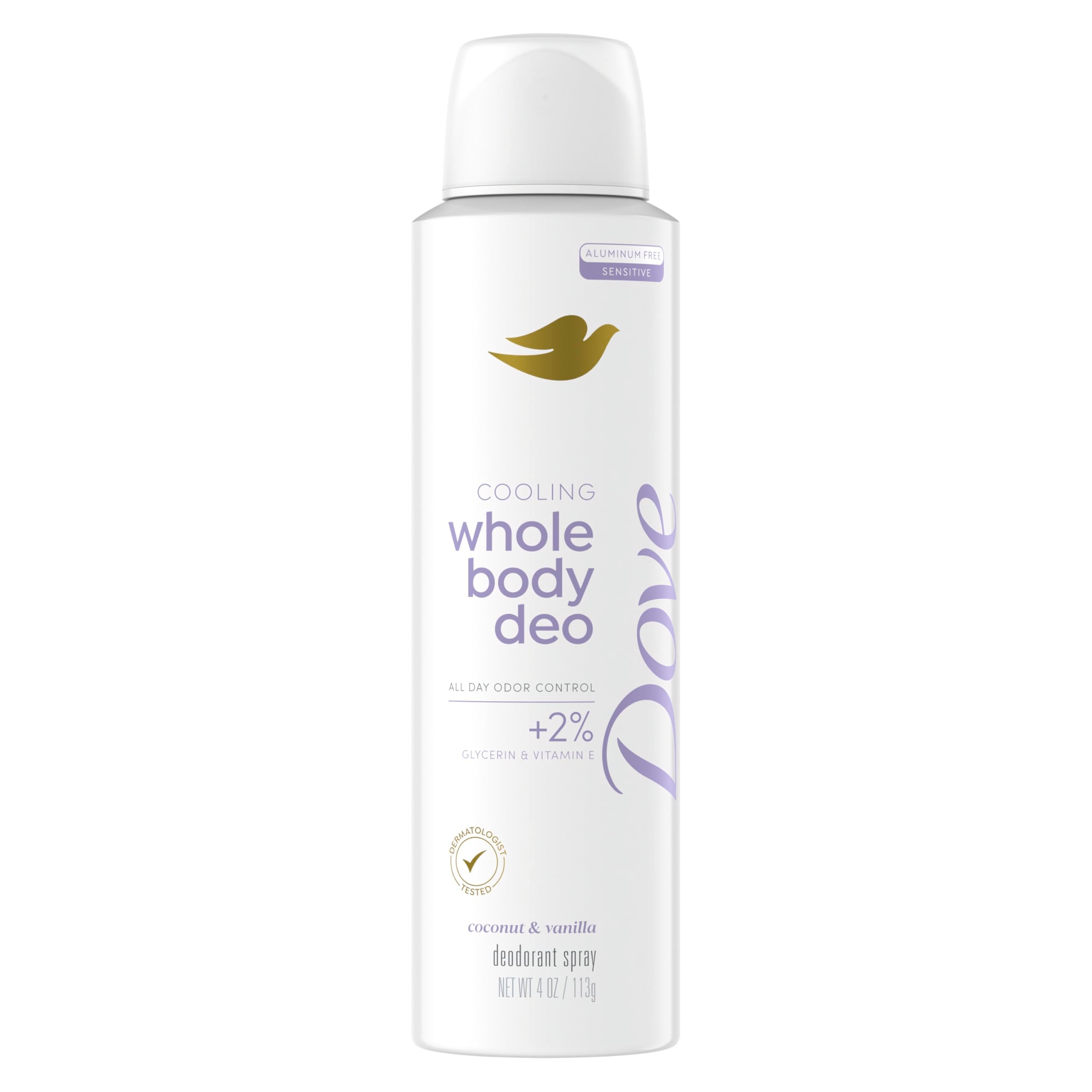 Dove coconut & vanilla front packaging showing scent and 72h benefit