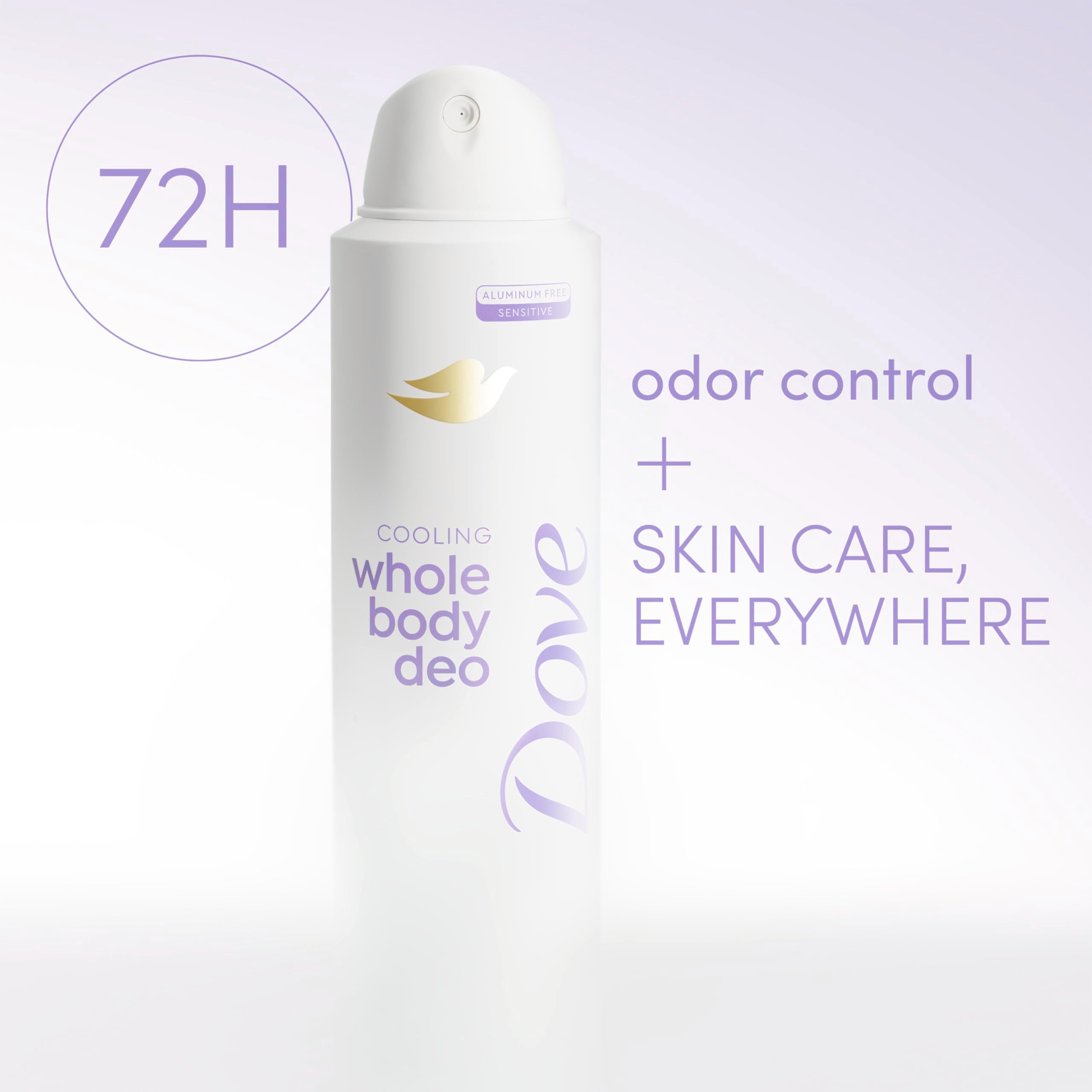 Dove coconut & vanilla fine mist texture demonstrating fast-drying finish