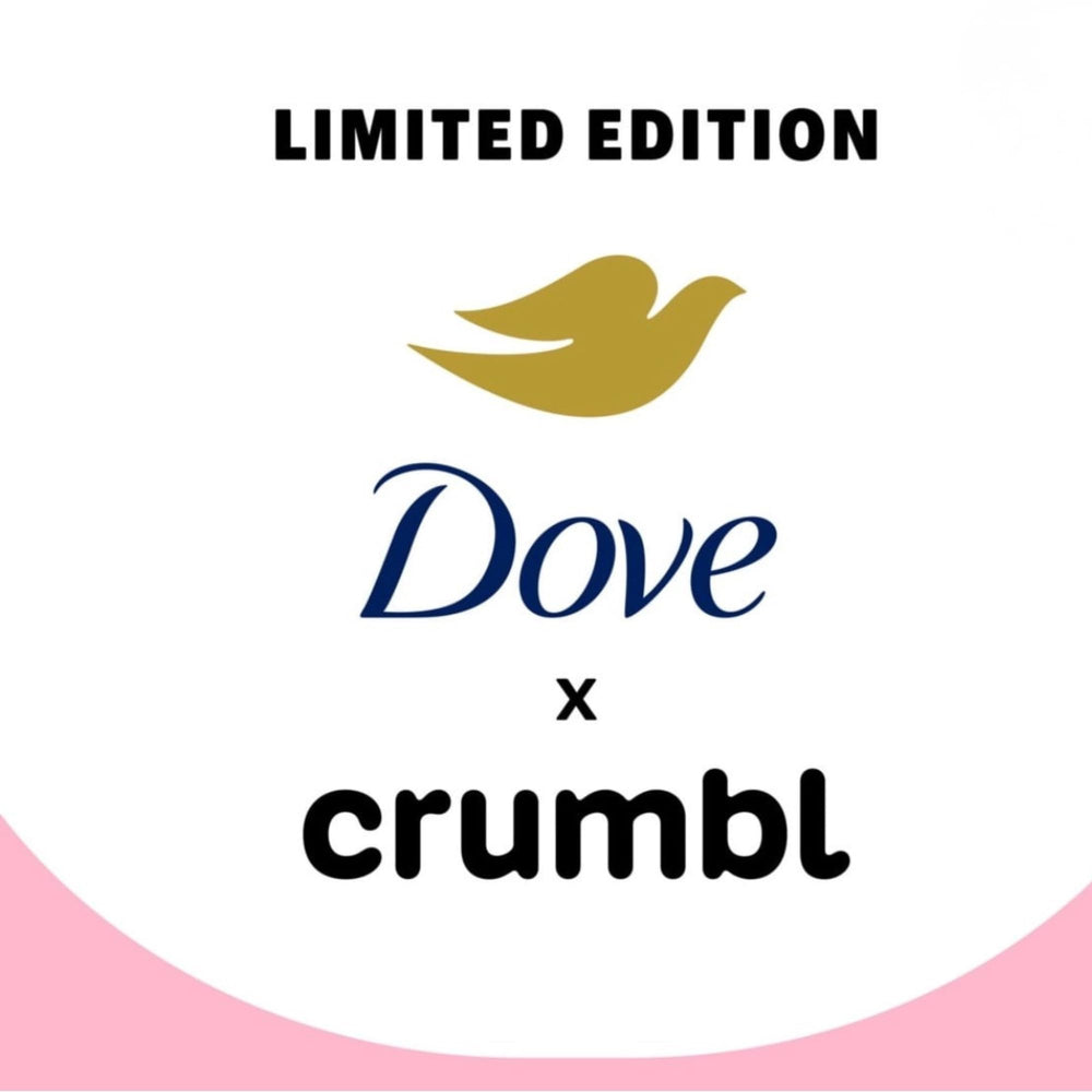 Dove x Crumbl label and ingredients panel highlighting formula transparency