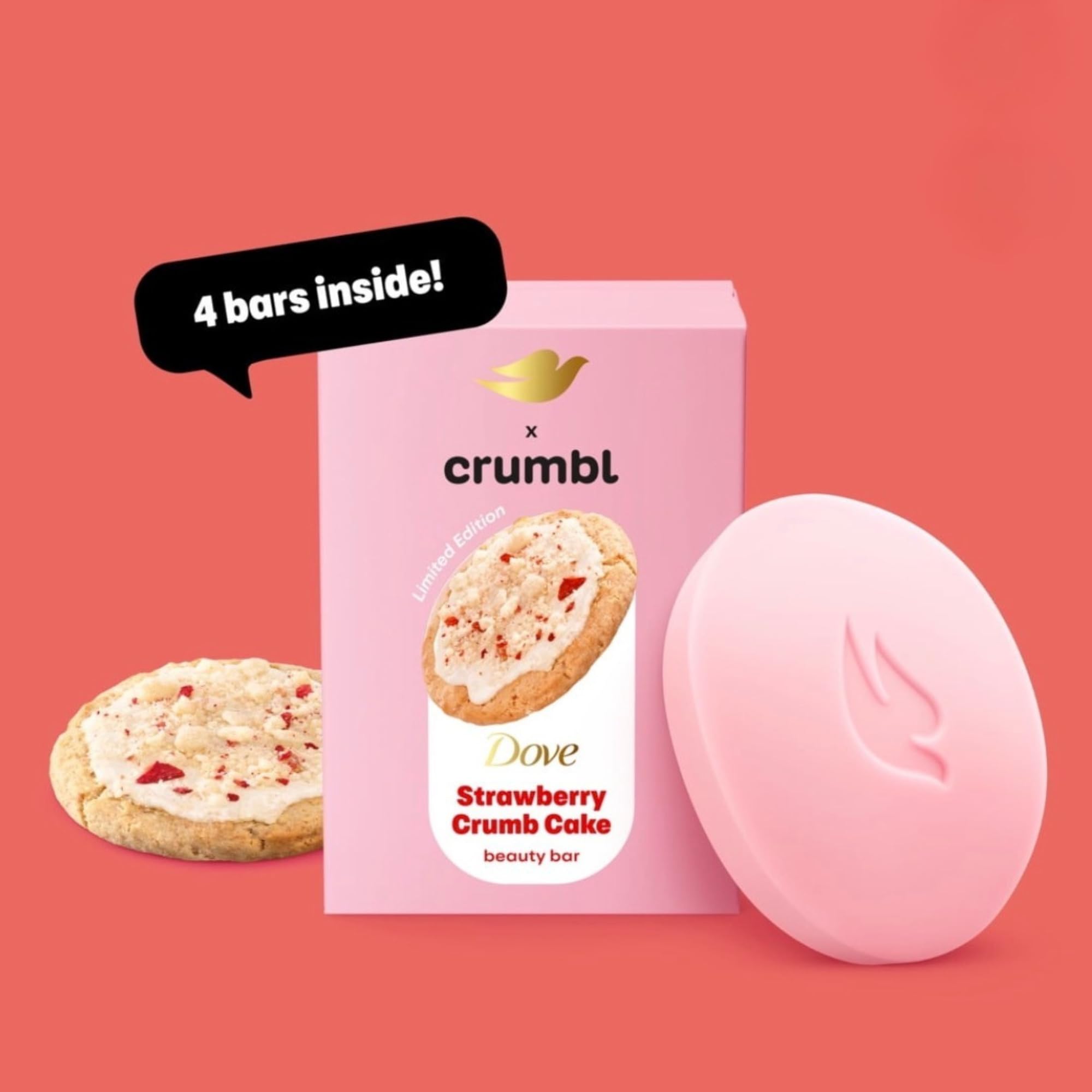 Close-up of Dove x Crumbl bar lather and texture demonstrating creamy foam and gentle cleansing