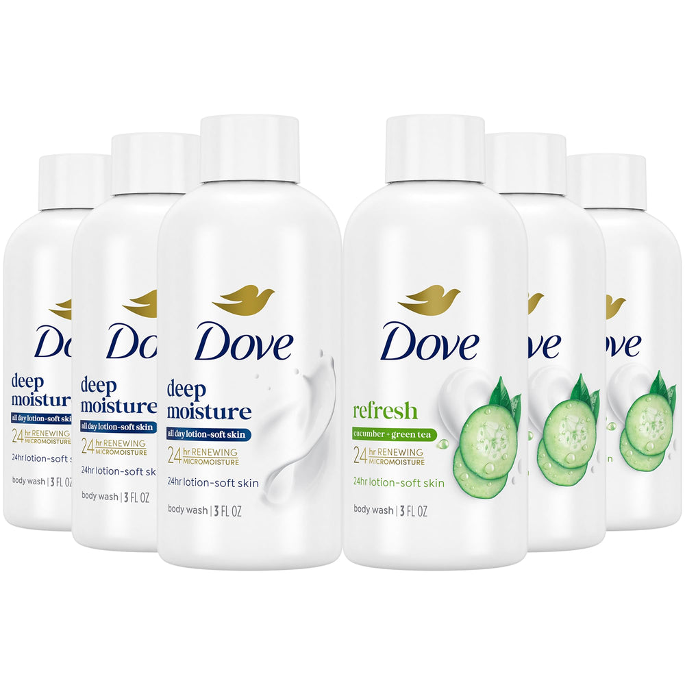 Dove Deep Moisture front packaging showing travel-friendly hydration