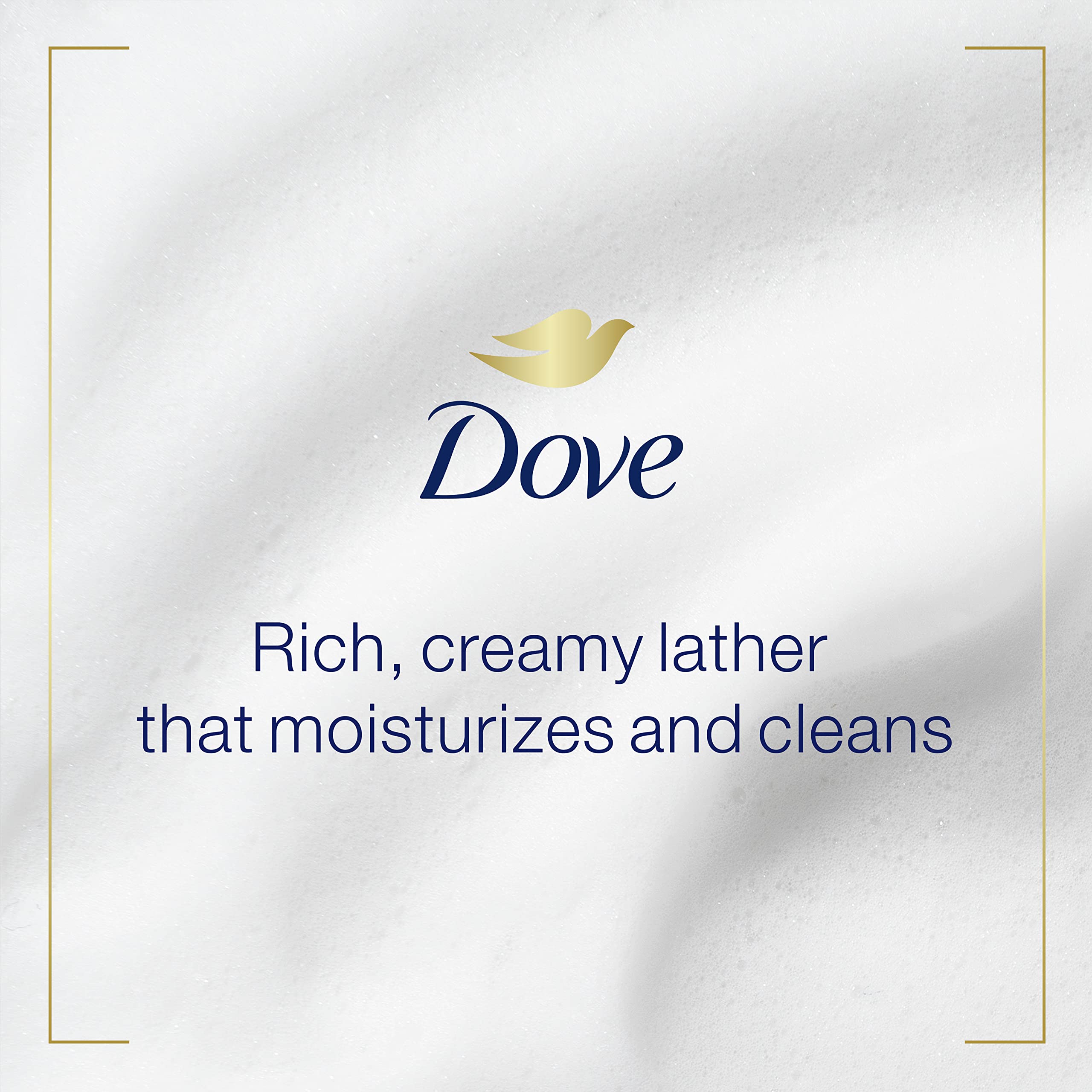 Dove lather on hands demonstrating moisturizing clean feel benefit