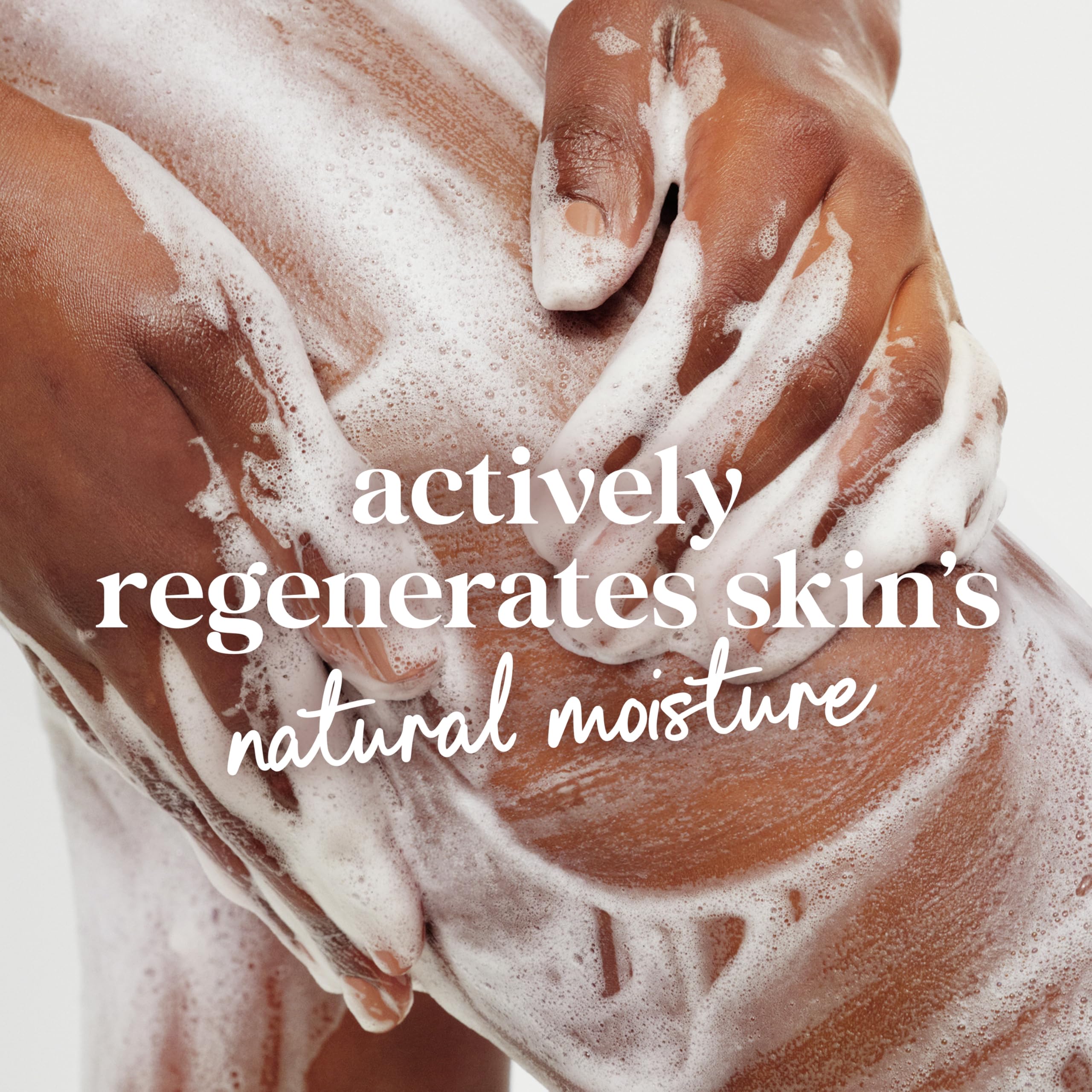Dove pouring onto hand to show thickness and spreadability for effective hydration