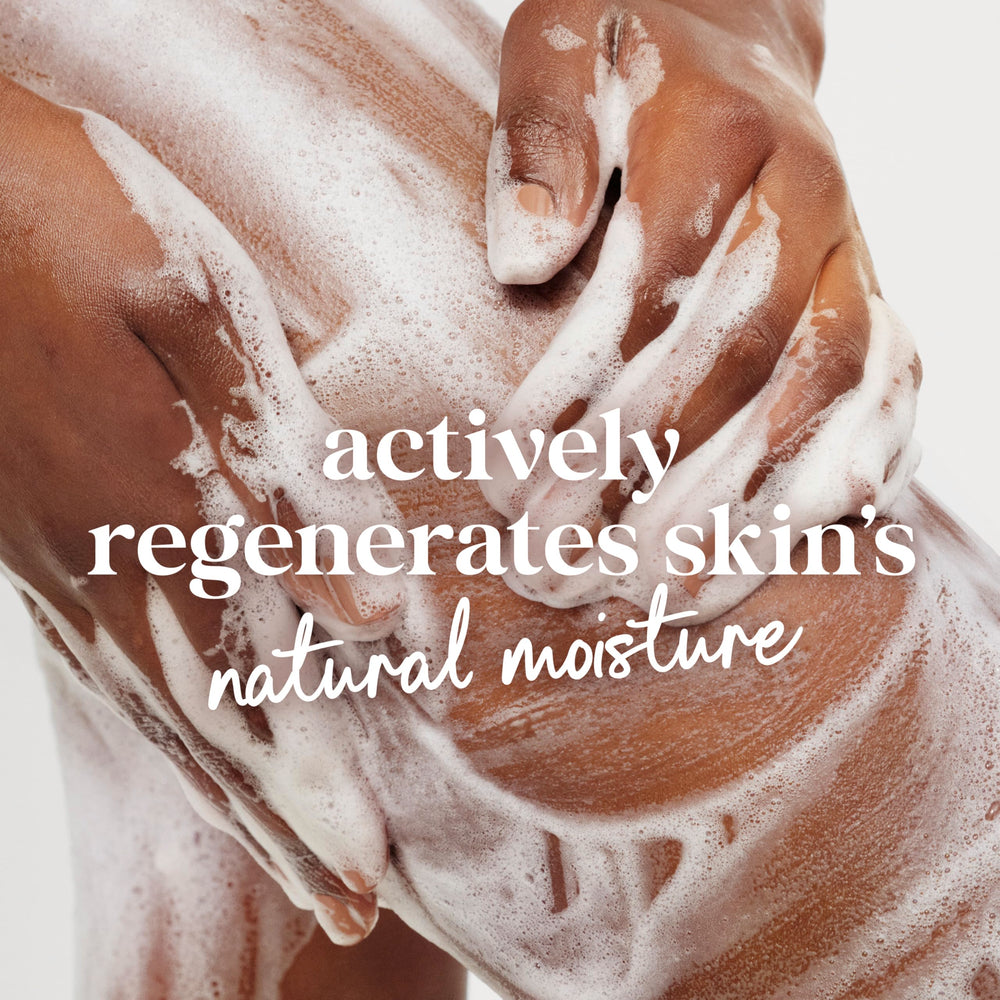 Dove pouring onto hand to show thickness and spreadability for effective hydration