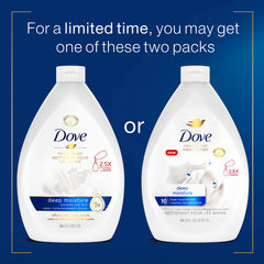 Dove pouring refill into dispenser showing mess-free refill benefit