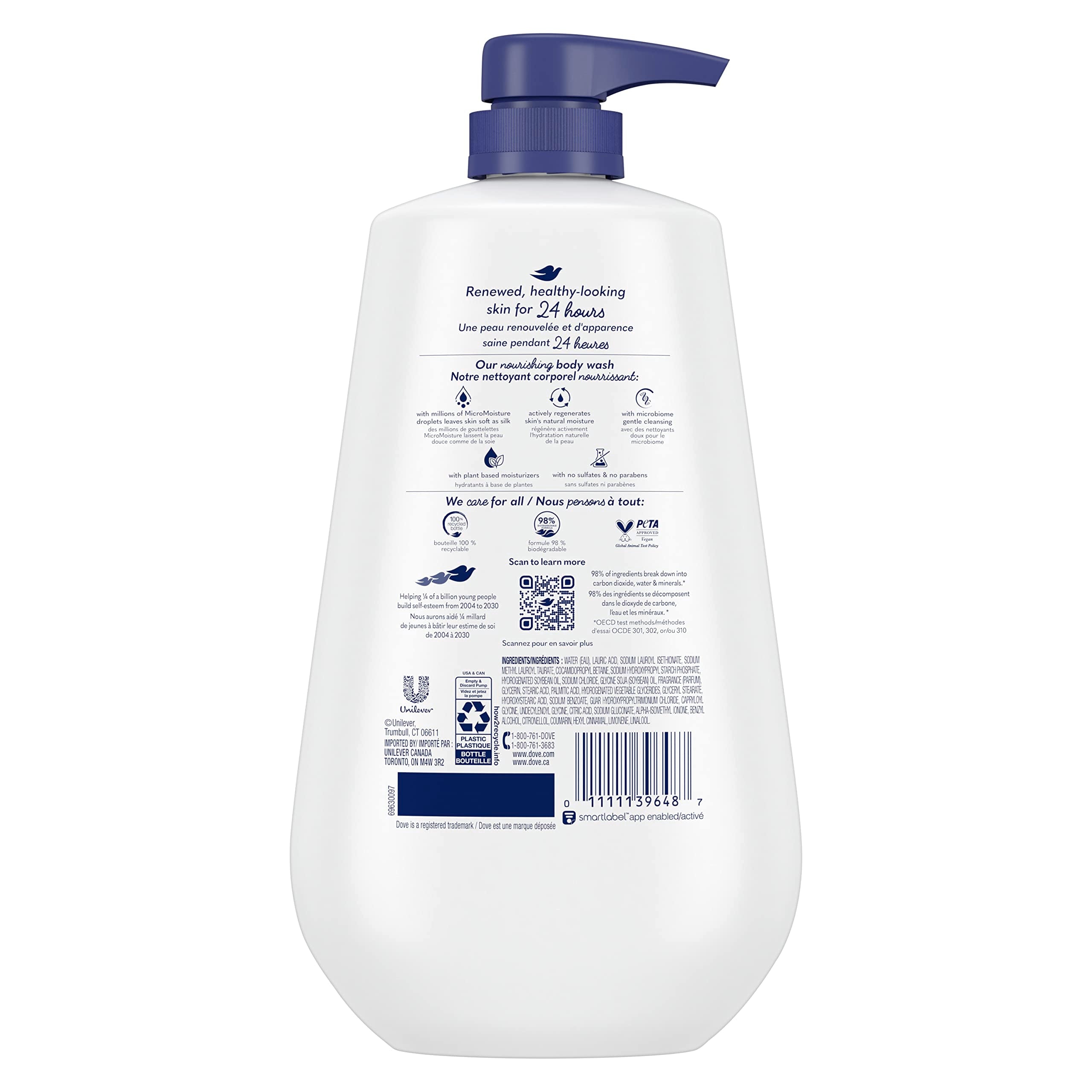 Dove pump-top detail highlighting easy dispensing and convenience for regular moisturizing showers