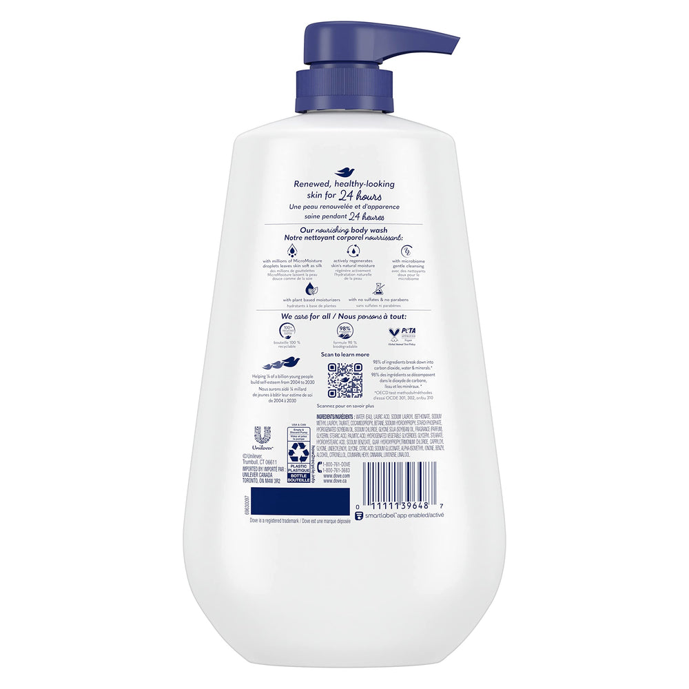 Dove pump-top detail highlighting easy dispensing and convenience for regular moisturizing showers