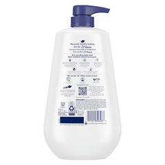 Dove pump-top detail highlighting easy dispensing and convenience for regular moisturizing showers