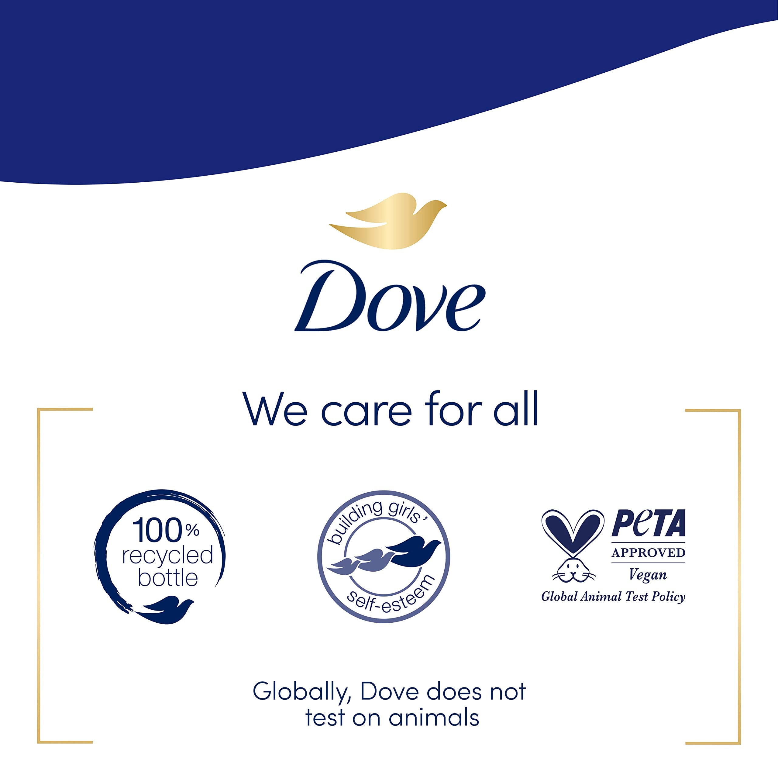 Dove three bottles side-by-side for size comparison and value benefit