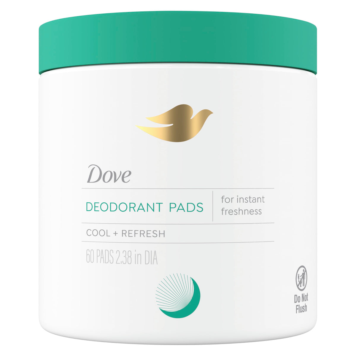 Dove cleansing pads front tub showing branding and compact size for travel