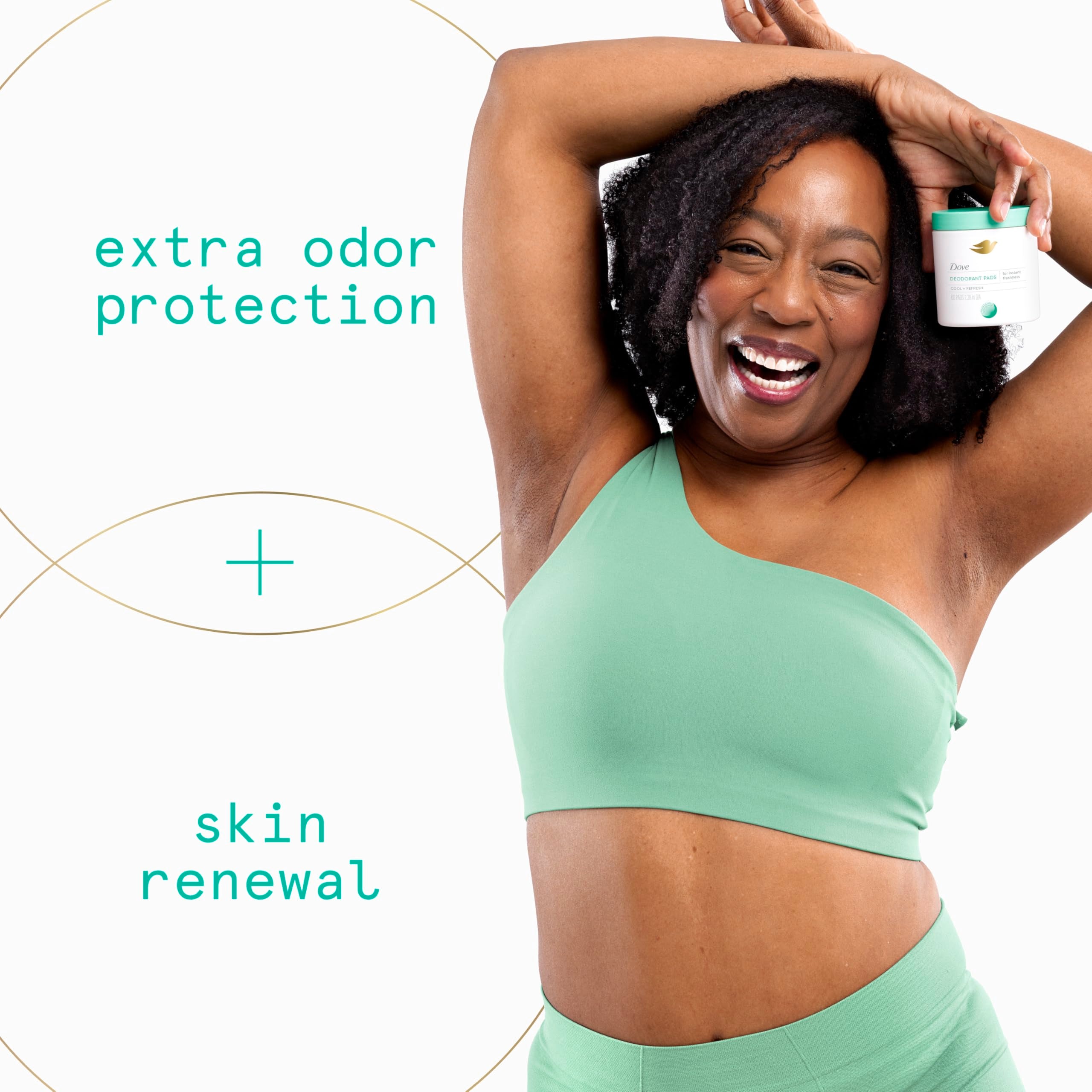Open Dove tub with single pad ready to use for quick underarm refresh
