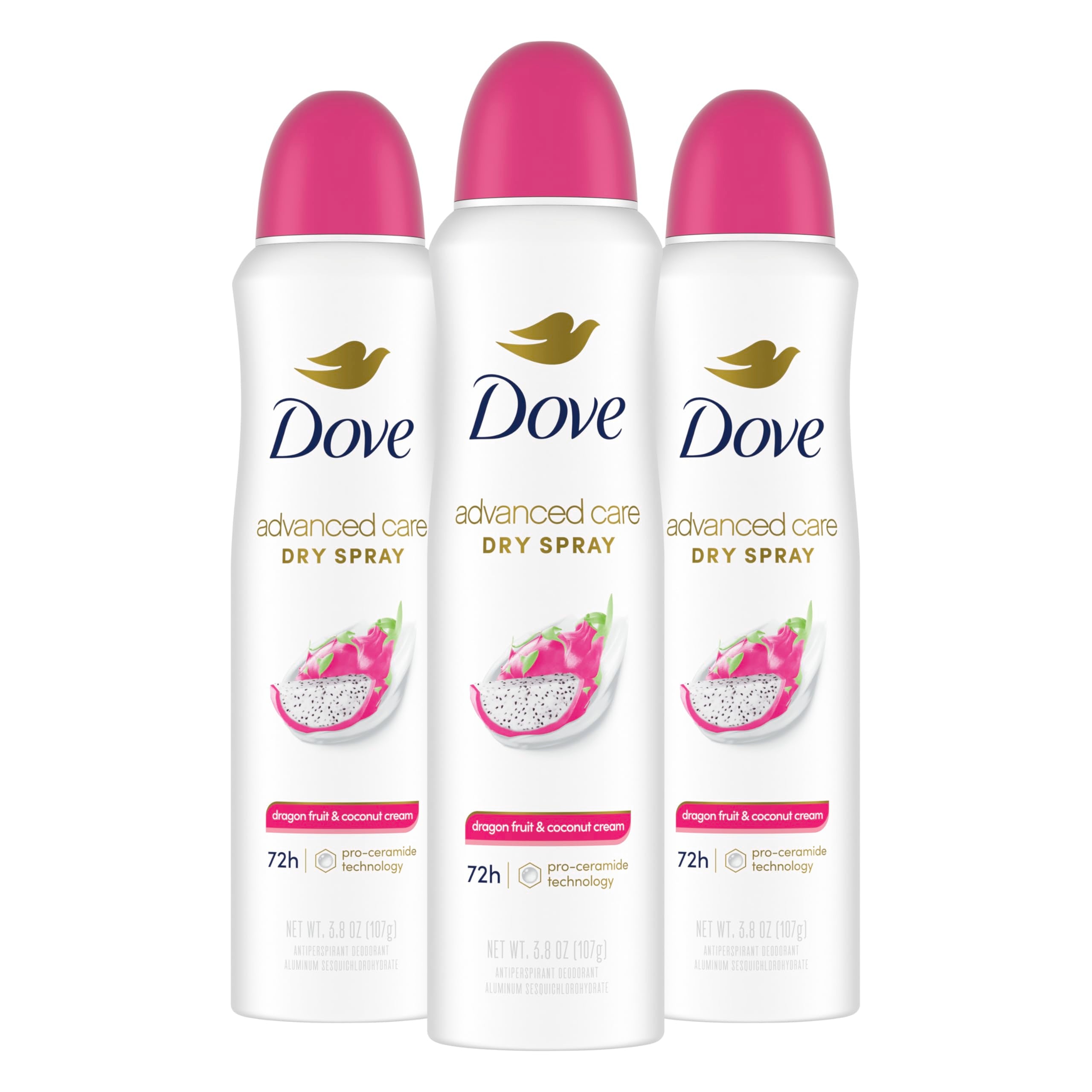 Dove dragon fruit front packaging showing can and scent benefit