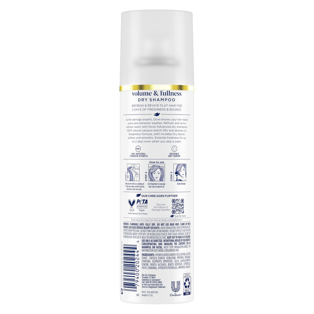 Dove dry shampoo nozzle close-up for precise, even sprays